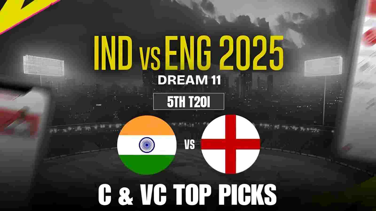 Ind vs Eng, 5th T20I 2025: Dream11 Top Captain and Vice-Captain