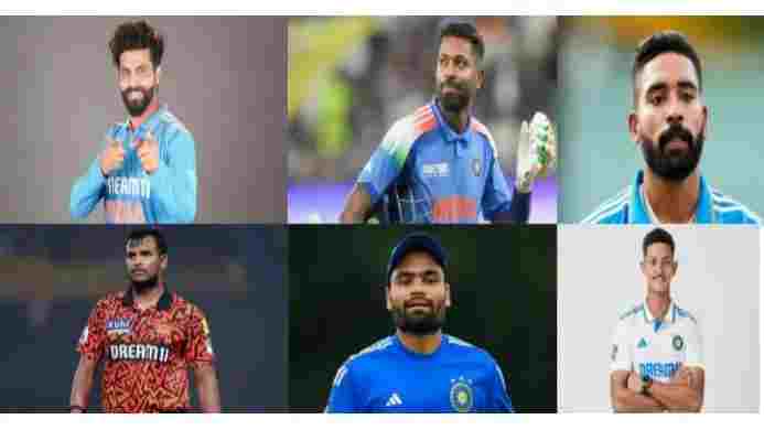 Ravindra Jadeja, Hardik Pandya ,Siraj, Natarajan, Rinku Singh and Jaiswal 