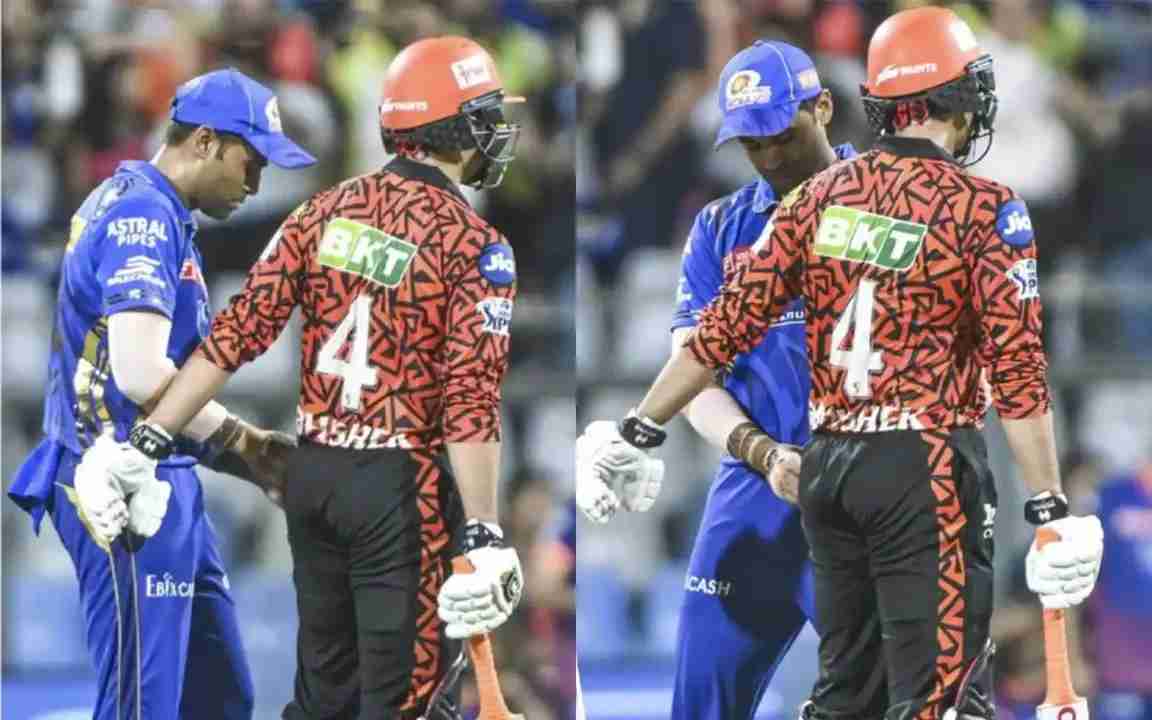 Suryakumar Yadav checks Abhishek Sharma’s Pocket