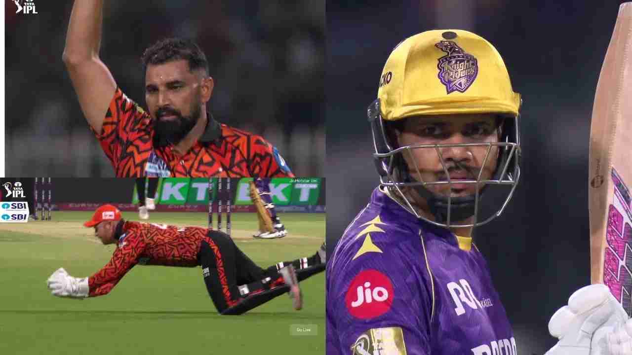 Sunil Narine was dismissed for 7 as Mohammed Shami’s perfect yorker and Heinrich Klaasen’s sharp catch.