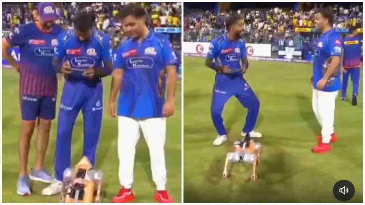 Hardik Pandya with robot dog