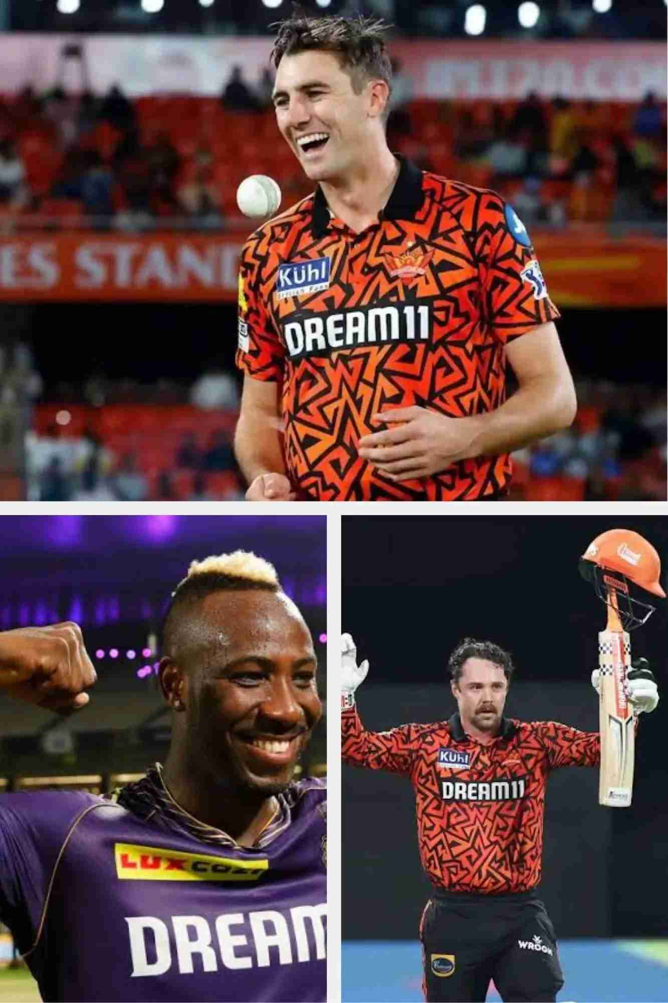 Travis Head, Andre Russell, Pat Cummins