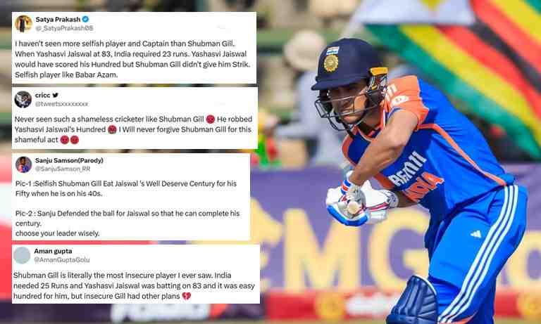 Fans criticize Shubman Gill’s selfish play as Yashasvi misses century against Zimbabwe