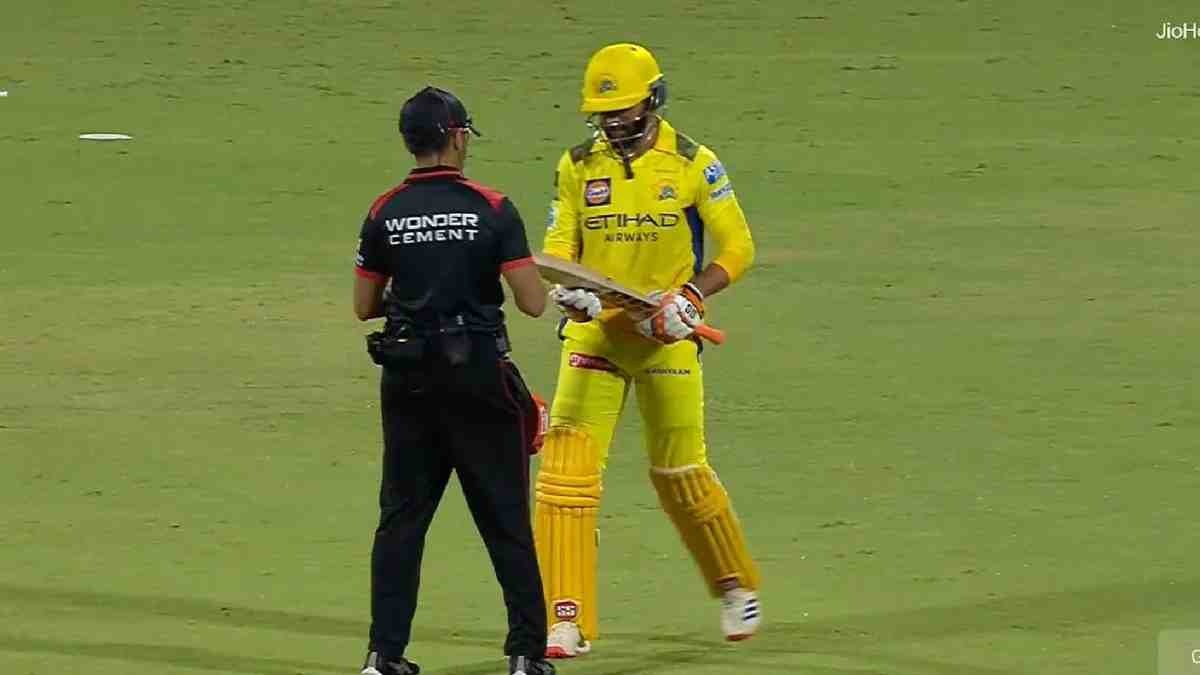Ravindra Jadeja's bat was rejected by the umpires during the CSK vs SRH IPL match in Chennai.