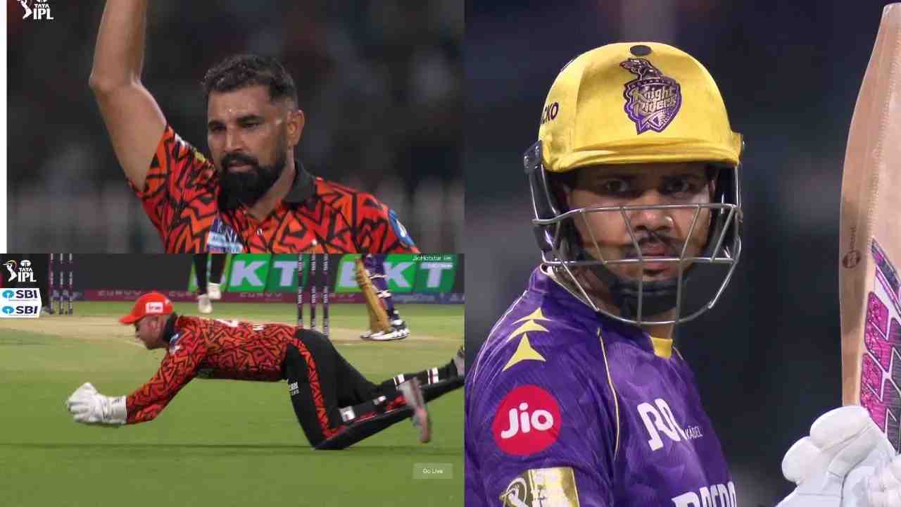 Sunil Narine was dismissed for 7 as Mohammed Shami’s perfect yorker and Heinrich Klaasen’s sharp catch.