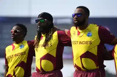 Chris Gayle, Kieron Pollard and Dwayne Bravo