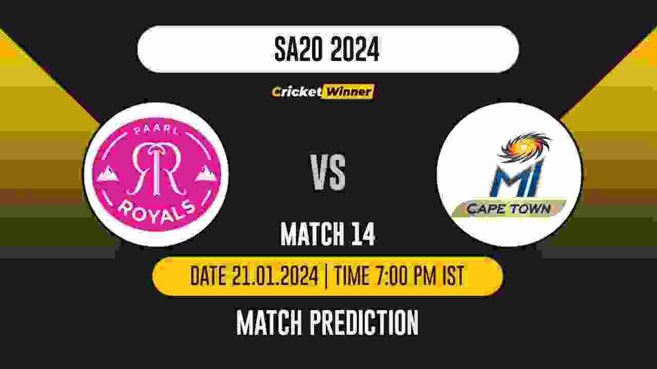 PR vs MICT Match Prediction- Who Will Win Today’s T20 Match Between Paarl Royals and MI Cape Town, SA20, 14th Match