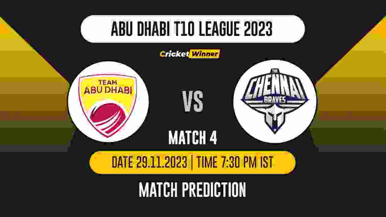 TAD vs CB Match Prediction- Who Will Win Today’s T10 Match Between Team Abu Dhabi and Chennai Braves, Abu Dhabi T10 League, 4th Match