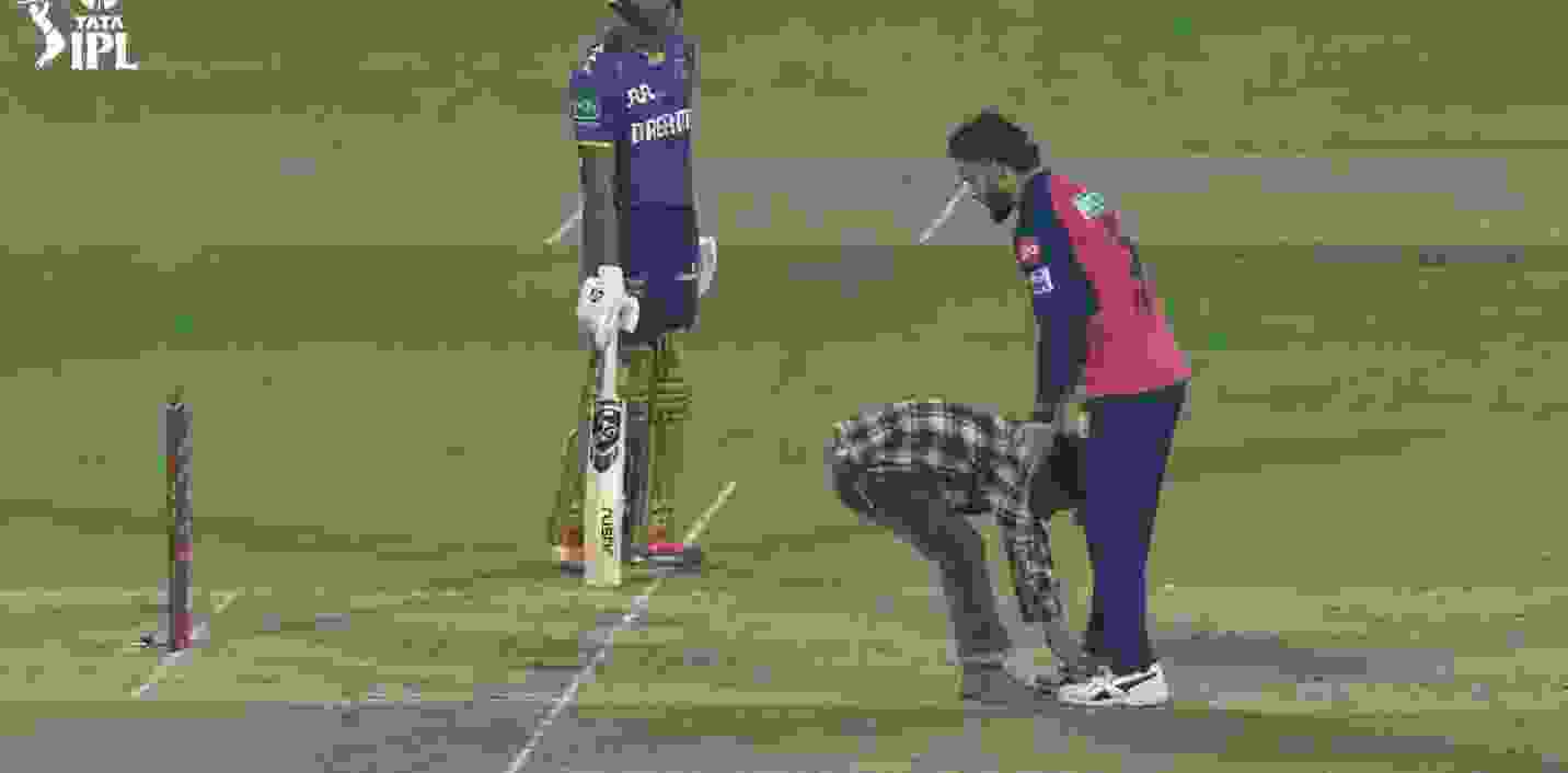Another security breach as fan falls at Riyan Parag’s feet