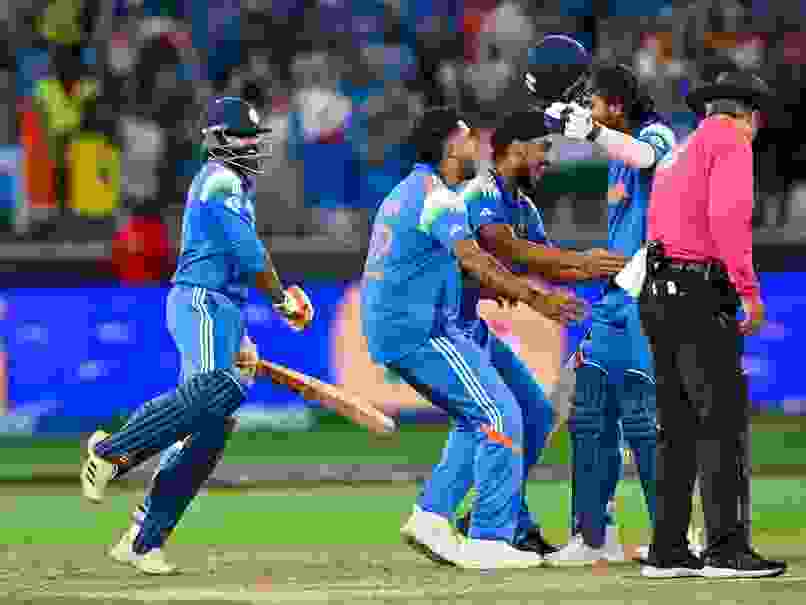 Team India's historic winning moment in the Champions Trophy 2025 final as they defeat New Zealand to claim their third title