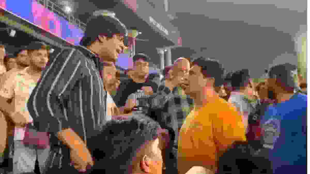 Fans fight in the stands during the DC vs RR match