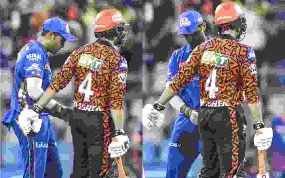 Suryakumar Yadav checks Abhishek Sharma’s Pocket