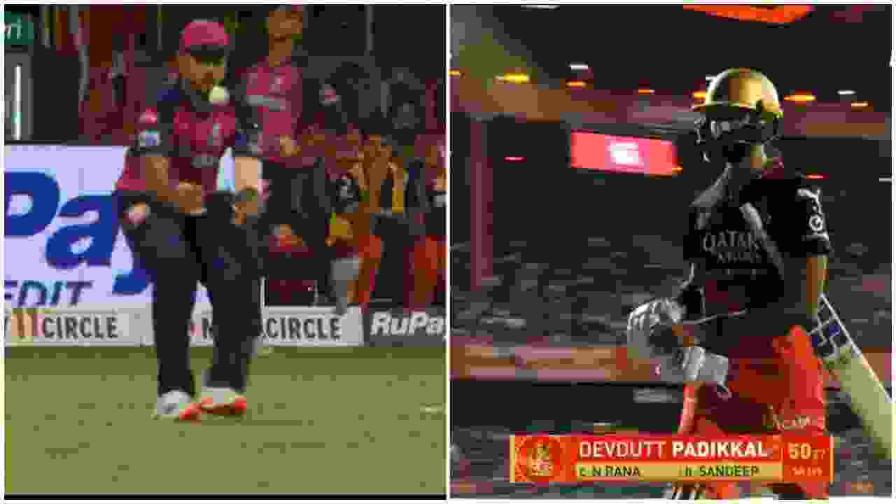 Nitish Rana Devdutt Padikkal catch