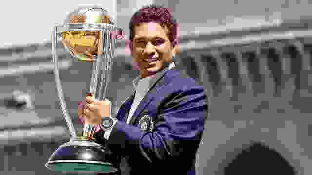 Sachin Tendulkar celebrates the 2011 World Cup win at Wankhede Stadium