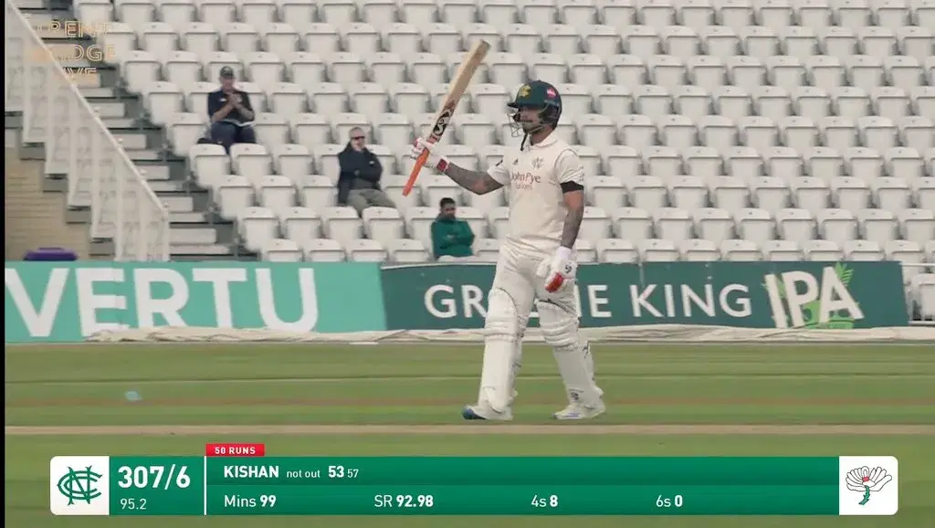 Ishan Kishan smashes fifty on C for Nottinghamshire county debut