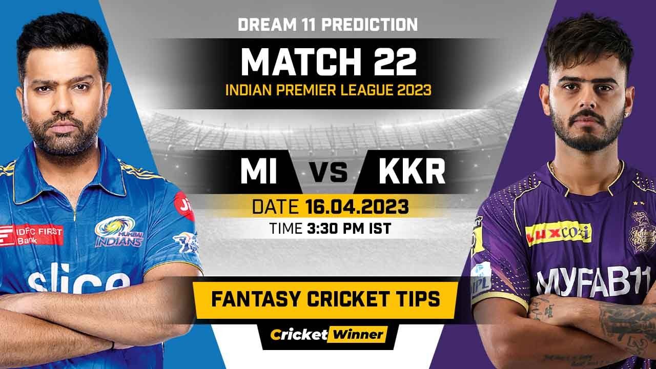 MI vs KKR Dream11 Prediction, Fantasy Cricket Tips, Probable Playing XI, Pitch Report & Injury Updates For 22th Match