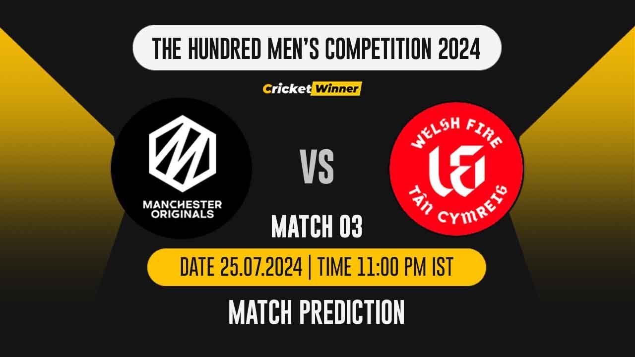 The Hundred 2024: 3rd Match, MO vs WF Today Match Prediction - who will win today's match between Manchester Originals and Welsh Fire