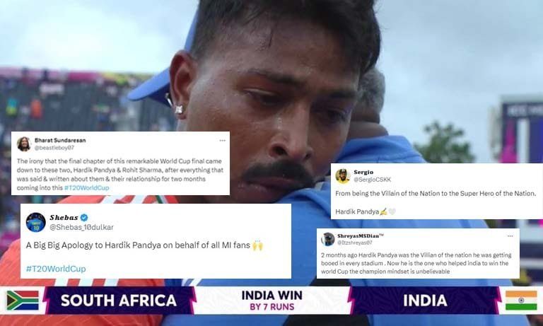 T20 World Cup 2024 Final: Haters turned fans! Netizens apologize to Hardik Pandya after his match-winning last over against South Africa