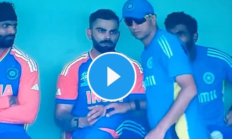 [Watch] T20 World Cup 2024: Rahul Dravid consoles Virat Kohli after his disappointing dismissal in 2nd semi-final against England