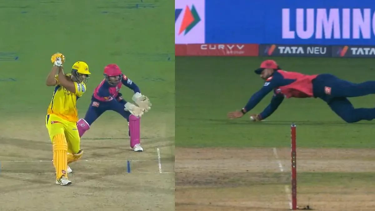 Riyan Parag pulled off a sensational diving catch