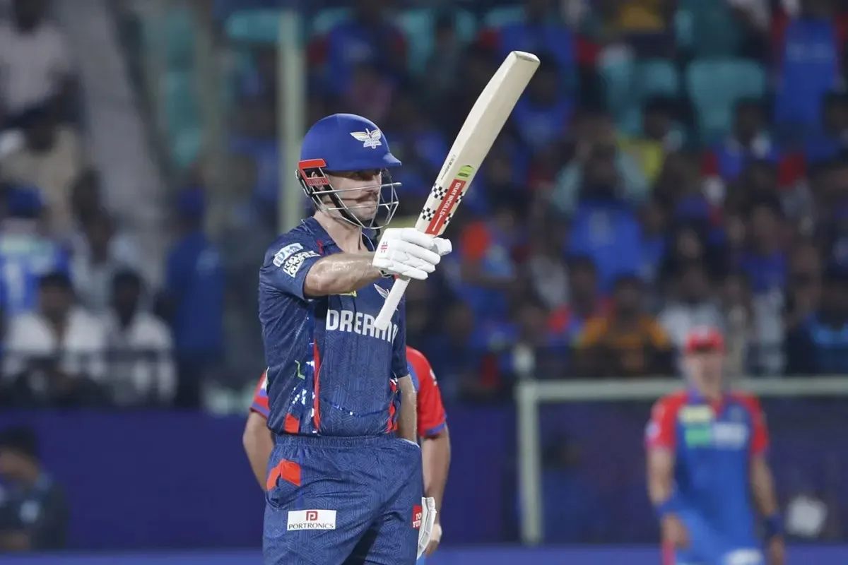 Marsh celebrating his fastest fifty
