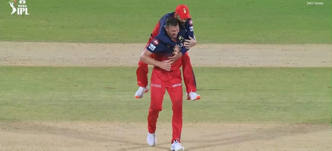 Virat Kohli’s playful celebration with Josh Hazlewood
