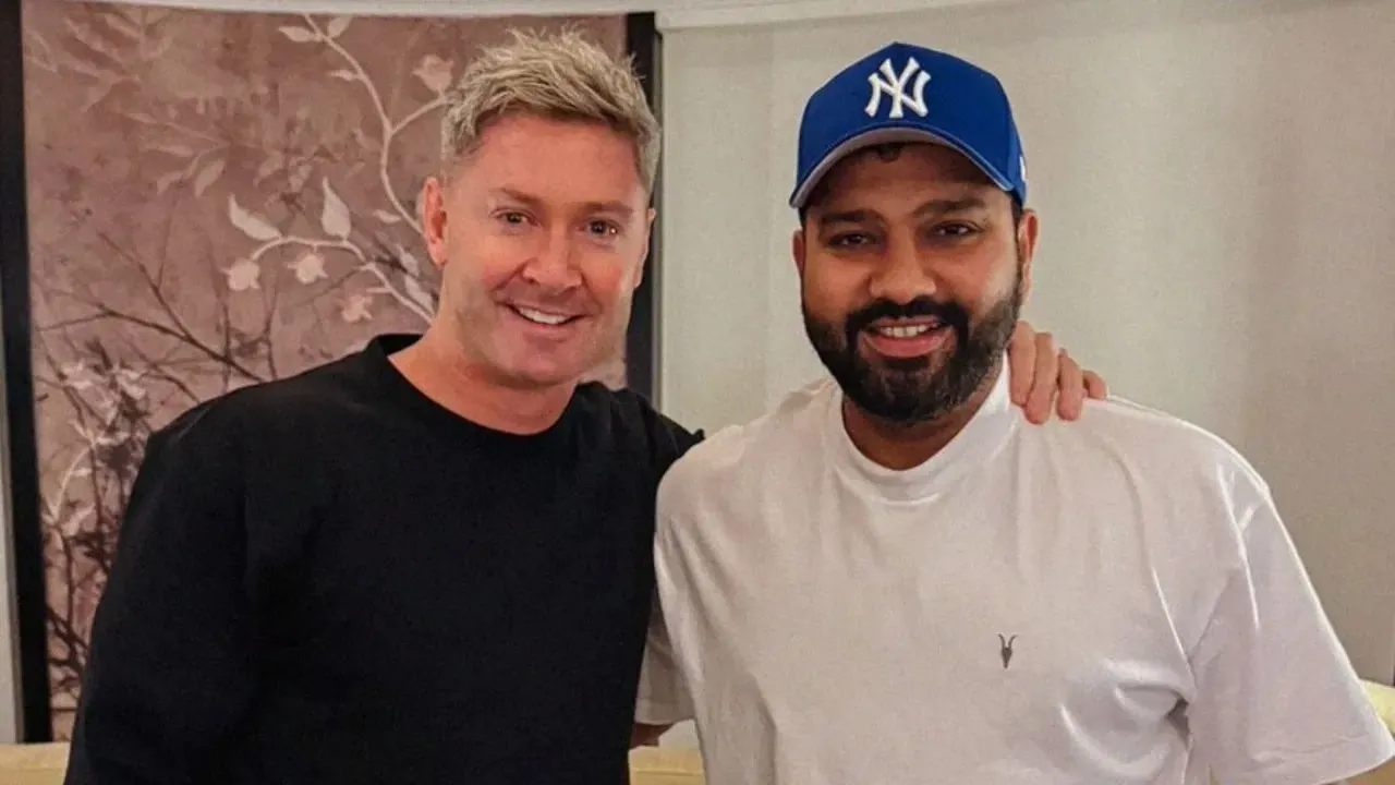Michael Clarke and Rohit Sharma .webp