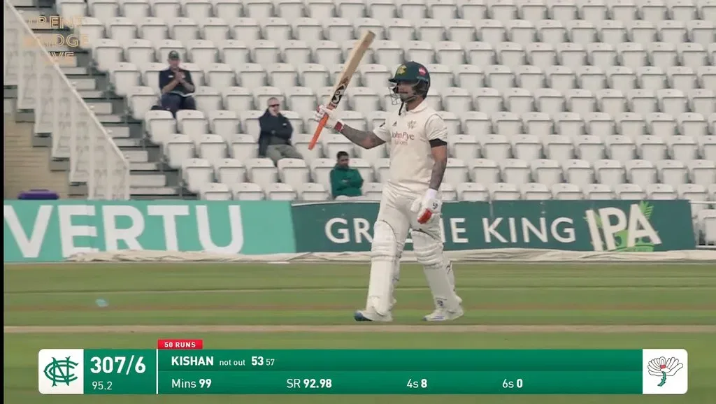  Ishan Kishan smashes fifty on C for Nottinghamshire county debut